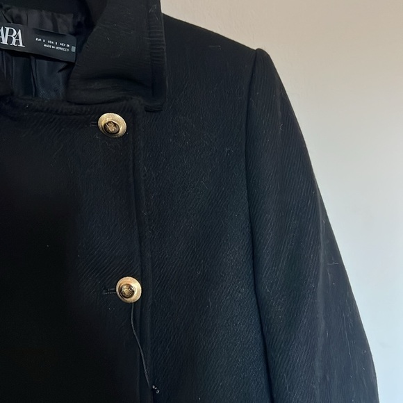 Zara Gold Button Wool Coat size s Peacoat button - Picture 3 of 11